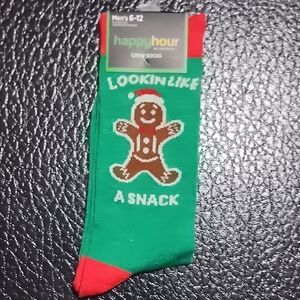 Tipsyelves Festive Holiday Green and Red Gingerbread "Lookin Like a Snack" Socks